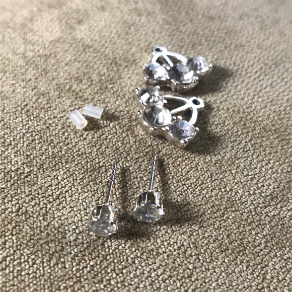 Silver Diamond Earrings - Picture 2 of 4